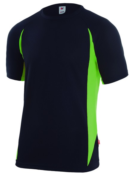 CAMISETA TECNICA BICOLOR M/C. NEGRO/VERDELIMA TALLA S-3XL